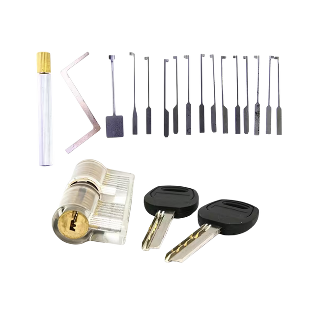 Goso 17-delige dimple lockpick set – Inclusief transparant oefenslot (beginner)