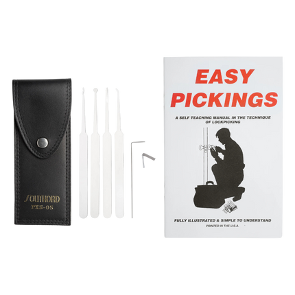 5-delige beginners lockpick set  mét gratis "Easy Picking" boek!