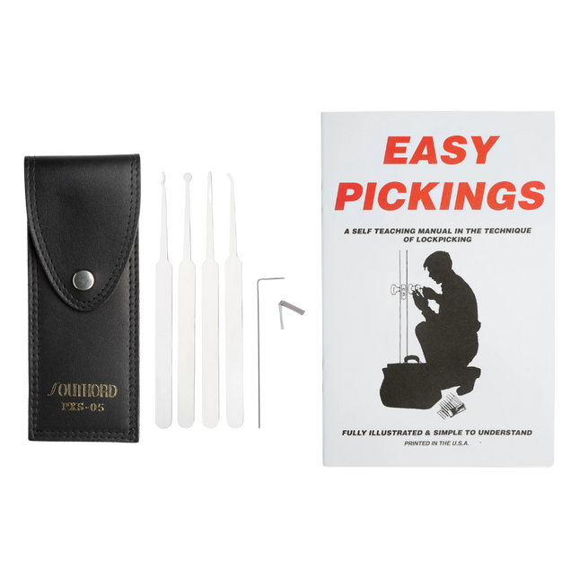 5-delige beginners lockpick set  mét gratis "Easy Picking" boek!