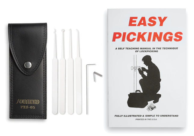 5-delige beginners lockpick set  mét gratis "Easy Picking" boek!